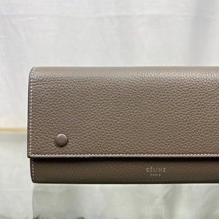 CELINE Leather Gray Neon Green Long Wallet