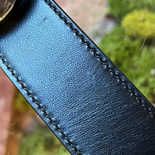 GUCCI Interlocking G Two Tone Buckle Black Leather Belt SZ 75/30