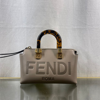 FENDI Dark Beige Mini By The Way Top Handle Bag