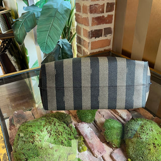 FENDI Pequin Stripe Coated Canvas Hobo Bag