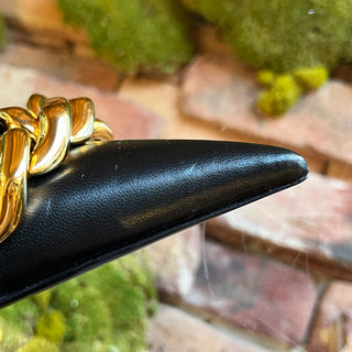 VERSACE Black Leather Pointed Chain Slingback Heels SZ 36 (US 7)