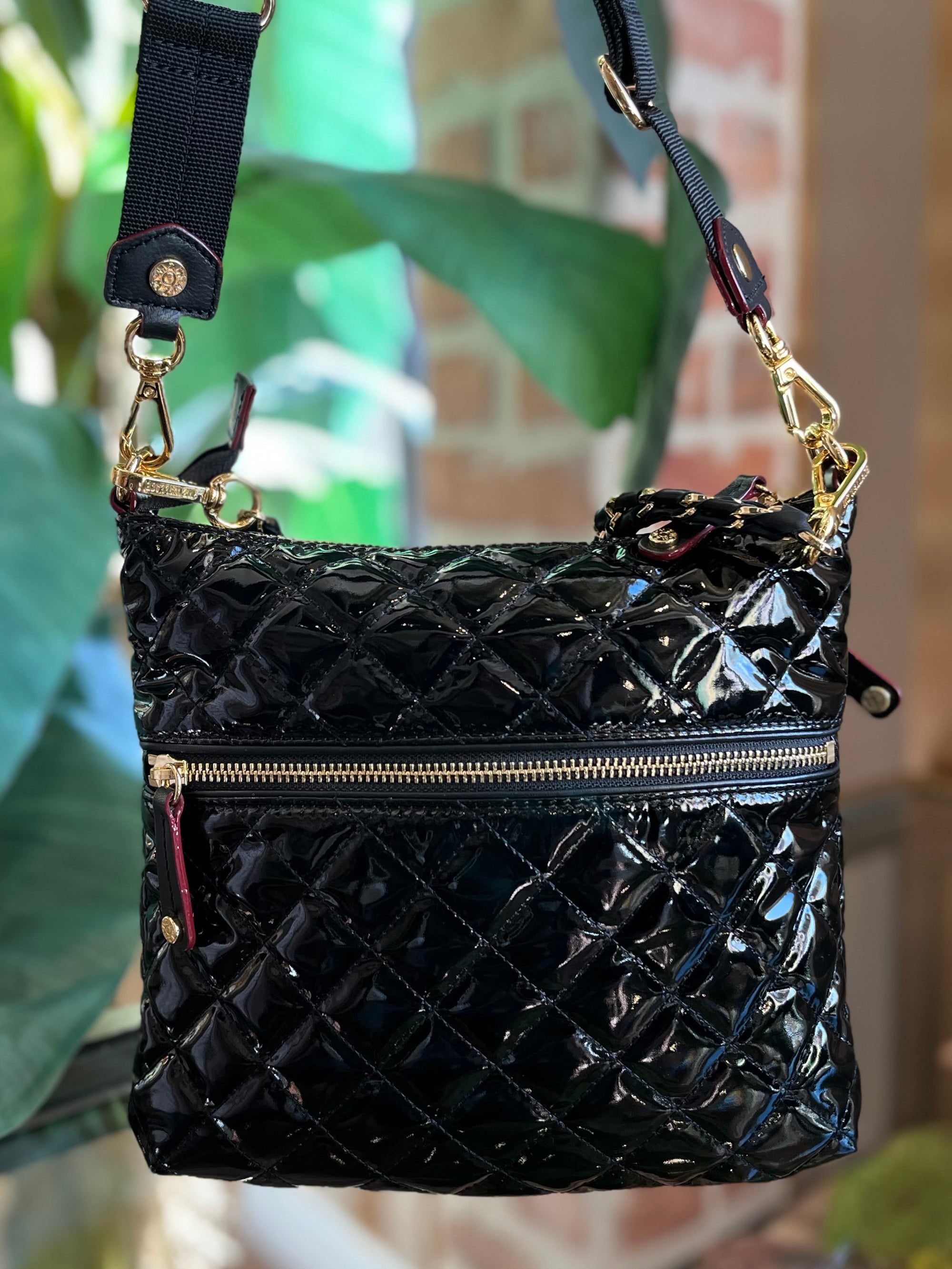 MZ WALLACE Black Patent Leather Crosby Crossbody Bag