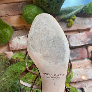 MANOLO BLAHNIK Brown Suede Strappy Sandals SZ 38 (US 8)