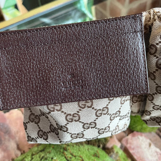 GUCCI Beige GG Monogram Canvas Double Pocket Belt Bag