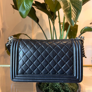 CHANEL Lambskin Quilted Medium Boy Flap Black