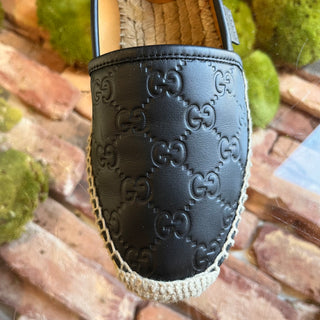 GUCCI Guccissima Black Leather Espadrilles SZ 37.5 (US 7.5)