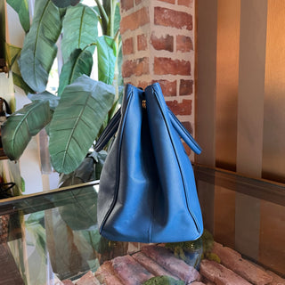 PRADA Double Zip Jeux Blue Lux Saffiano Leather Tote Bag