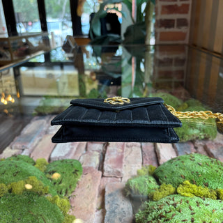 CHANEL Vintage Wristlet Black Satin