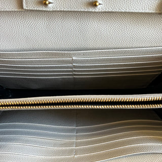 SAINT LAURENT Classic Cassandre Chain White Grain De Poudre Leather Crossbody