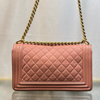 CHANEL Medium Boy Flap Pink Caviar Quilted Shoulder Bag