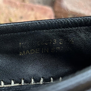SAINT LAURENT Black Lambskin Leather YSL Espadrilles SZ 37.5 (US 7.5)
