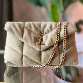 SAINT LAURENT Loulou Puffer Mini Quilted Canvas Shoulder Bag