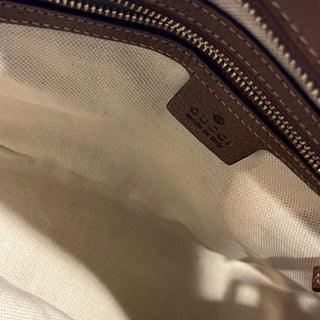 GUCCI Small Bree Convertible Brown GG Canvas Leather Tote Bag