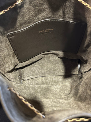SAINT LAURENT Pochon Green Lambskin Bucket Bag