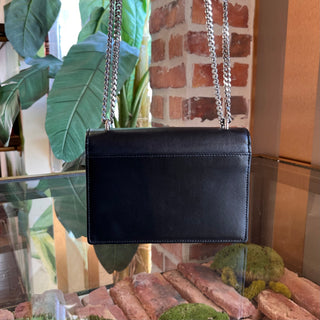 SAINT LAURENT Sunset Black Calfskin Monogram Chain Wallet Crossbody