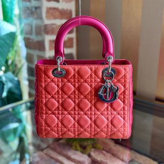 DIOR Medium Orange Cannage Lady Dior