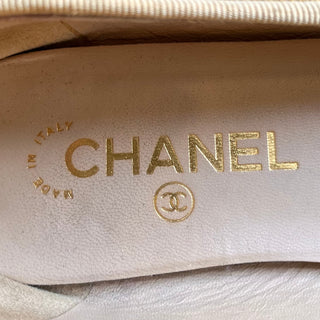CHANEL Cap Toe Gold Lambskin Leather Sequin Flats SZ 39 (US 9)