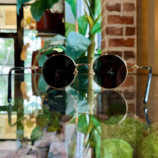VALENTINO VLS-173 Gold-Tone Metal Round Sunglasses