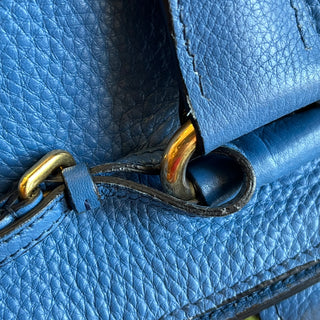 PRADA Blue Vitello Daino Leather Tote