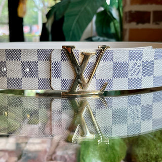 LOUIS VUITTON Initiales 40MM White Damier Azur Belt Size 100/40