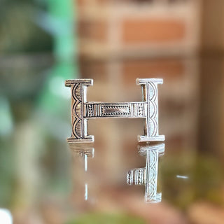 HERMES Tuareg Engraved 925 Sterling Silver H Buckle