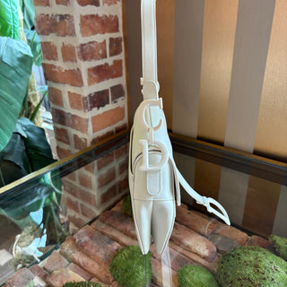 DIOR White Matte Saddle Bag