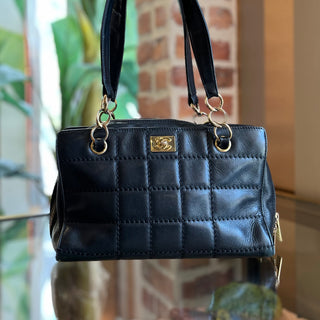 CHANEL Vintage Chocolate Bar Black Quilted Leather Tote Bag