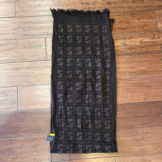 FENDI FF Brown Wolf Scarf