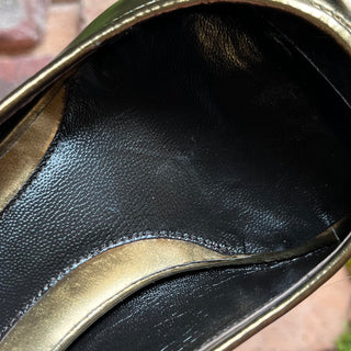 FENDI Peep Toe Gold Leather Kitten Heels SZ 38.5 (US 8.5)