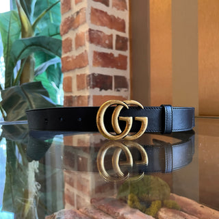 GUCCI Black Leather Marmont Belt SZ 90/36