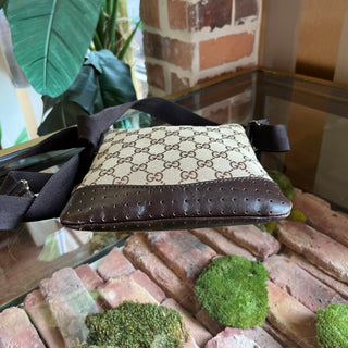 GUCCI Reins GG Monogram Canvas Brown Crossbody Bag