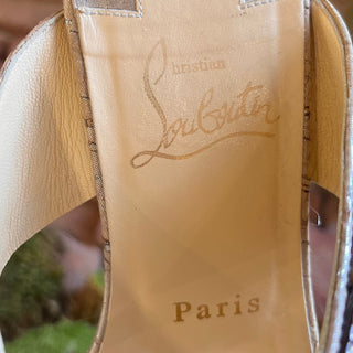 CHRISTIAN LOUBOUTIN Silver Studded Platform Wedges Heels SZ 39 (US 9)