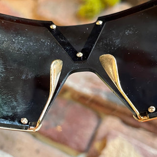 VALENTINO V-Romask Black/Gold Metal Visor Sunglasses