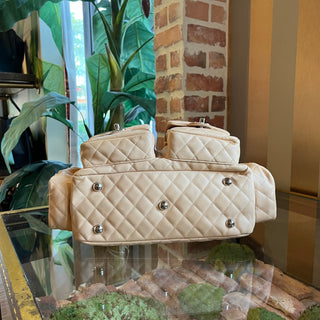CHANEL Cambon Multipocket Large Beige Calfskin Reporter Bag