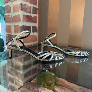CELINE Metallic Gold/Silver Lambskin Triomphe Sandals SZ 36.5 (US 6.5)