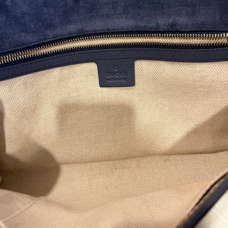 GUCCI Soho Dark Blue Patent Leather Clutch Bag