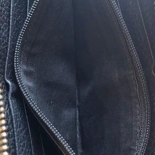 GUCCI Black Leather Guccissima Zip Around Wallet
