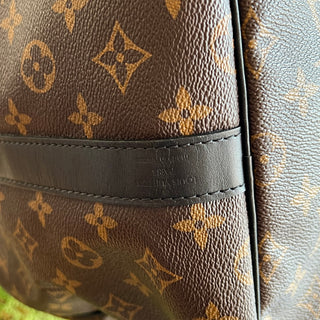 LOUIS VUITTON Macassar Keepall Bandouliere Brown Black Monogram Canvas Duffle Bag