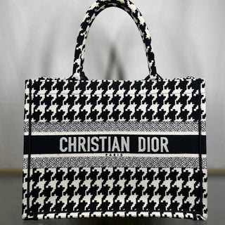 CHRISTIAN DIOR Macro Houndstooth Medium Book Tote