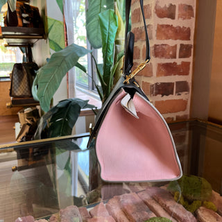 CELINE Small Tri-Color Black & Pink Smooth Calfskin and Nubuck Tote Bag