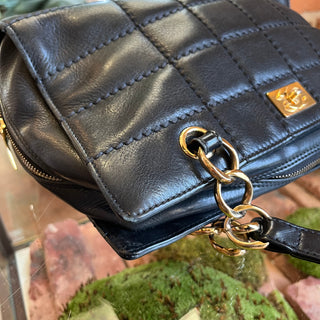 CHANEL Vintage Chocolate Bar Black Quilted Leather Tote Bag