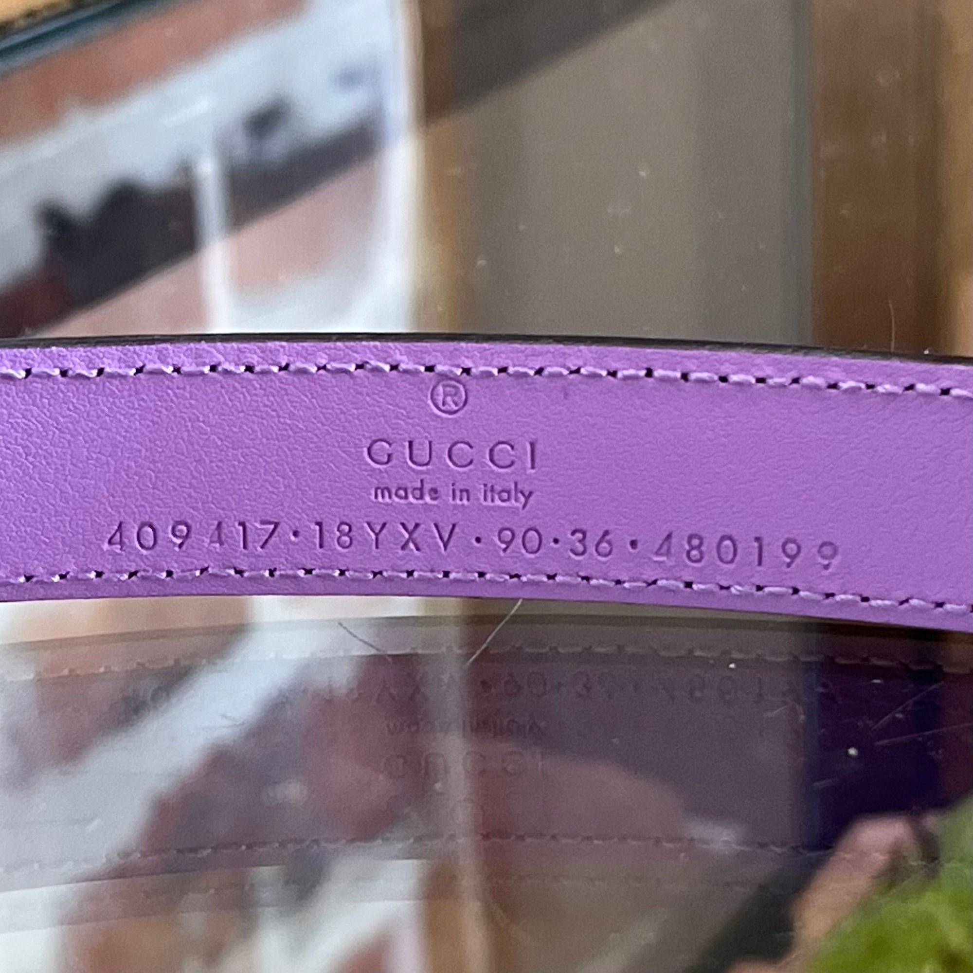 GUCCI Purple Monochrome Thin Marmont Belt