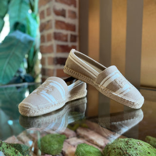 TORY BURCH Double T Jacquard Camello Espadrilles SZ 8