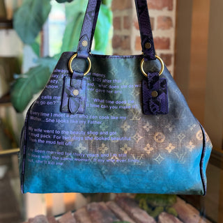 LOUIS VUITTON Limited Edition Richard Prince Mixed Blue Monogram Heartbreak Jokes Tote Bag