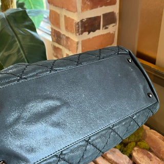 CHANEL Just Mademoiselle Large Black Iridescent Quilted Leather Tote Bag
