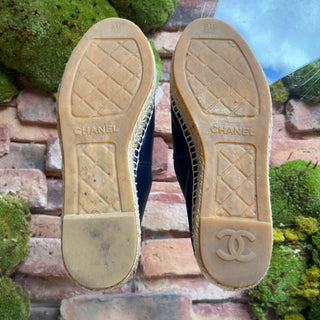 CHANEL CC Blue Leather Espadrilles SZ 36 (US 6)