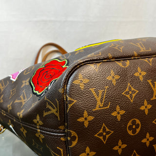 LOUIS VUITTON Neverfull MM Brown Limited Edition Monogram Canvas Patches Tote Bag