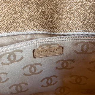 CHANEL Chocolate Bar Beige Caviar Leather Bag Tote
