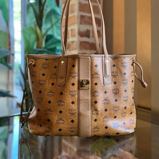 MCM Liz Reversible Cognac Visetos Monogram Canvas Tote