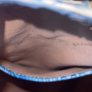 BRAHMIN Athena Tote Blue Melbourne Croc Embossed Leather Tote Bag